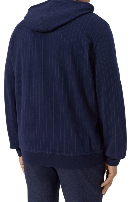 Толстовка из хлопка и кашемира Brunello Cucinelli MM8339069G Синий  MM8339069G Фото 4