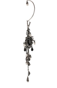 Женская серьга-кафф с отделкой кристаллами swarovski ALEXANDER MCQUEEN черного цвета, арт. 516600/J160Y | Фото 2 (Статус проверки: Проверена категория; Кросс-КТ: моносерьга; Материал: Металл; Региональные ограничения белый список (Axapta Mercury): Не проставлено; Нос: Не проставлено)