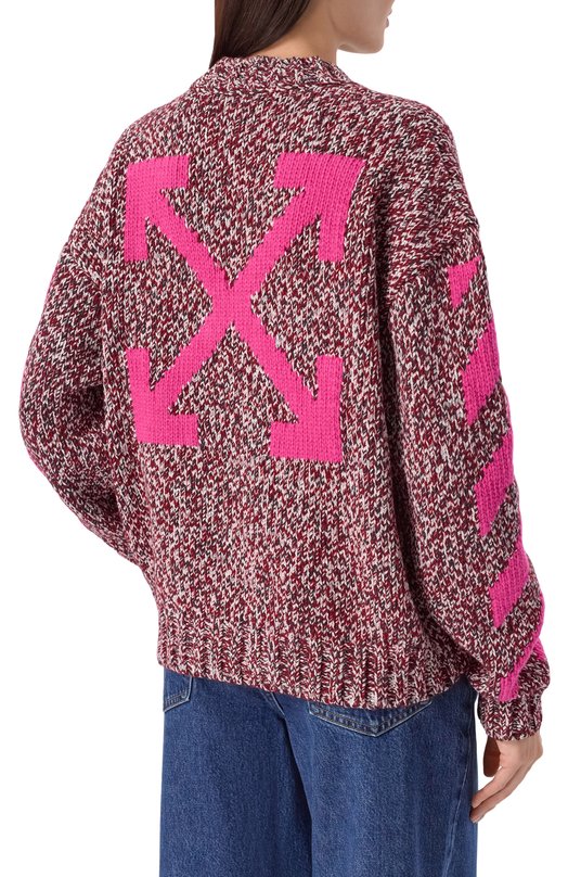 Шерстяной свитер Off-White 0WHE10JF25KNI001 Бордовый  0WHE10JF25KNI001 Фото 4