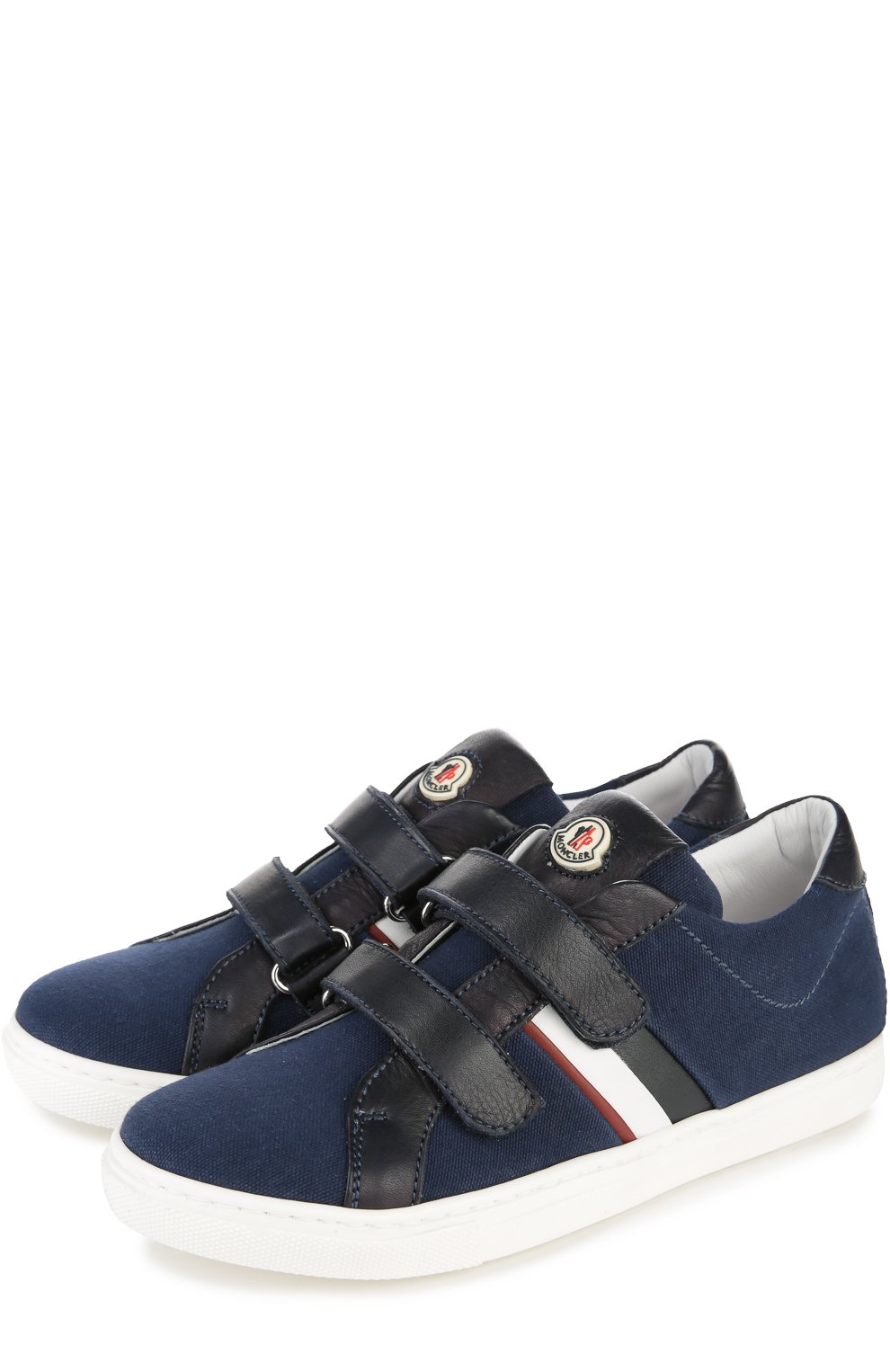 Текстильные кеды с двойной застежкой велькро MONCLER ENFANT, арт. B1-954-00416-00-07963, фото 2