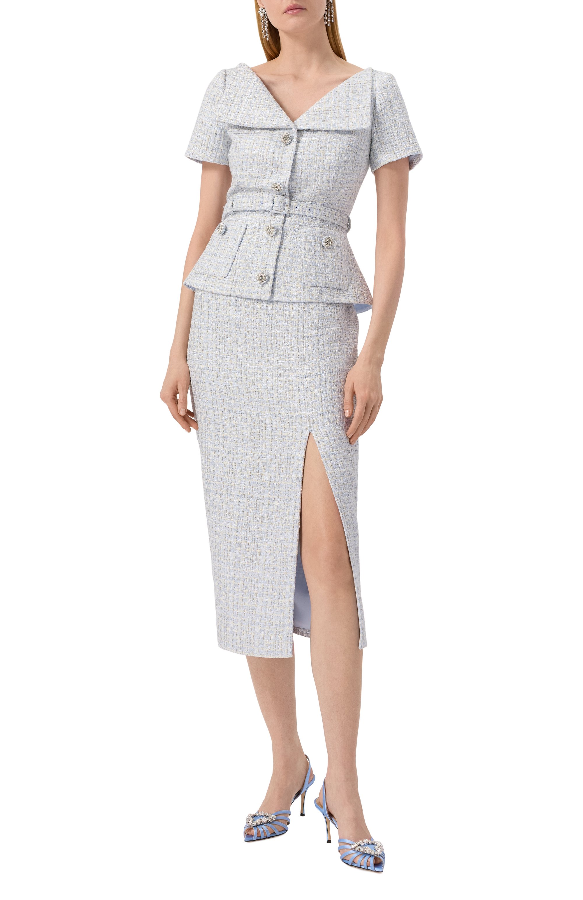 Твидовое платье SELF-PORTRAIT, арт. SS25-148MA-BL, фото 2