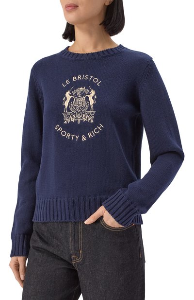 Хлопковый пуловер sporty & rich x le bristol paris SPORTY AND RICH, арт. WS065517621BL32, фото 3