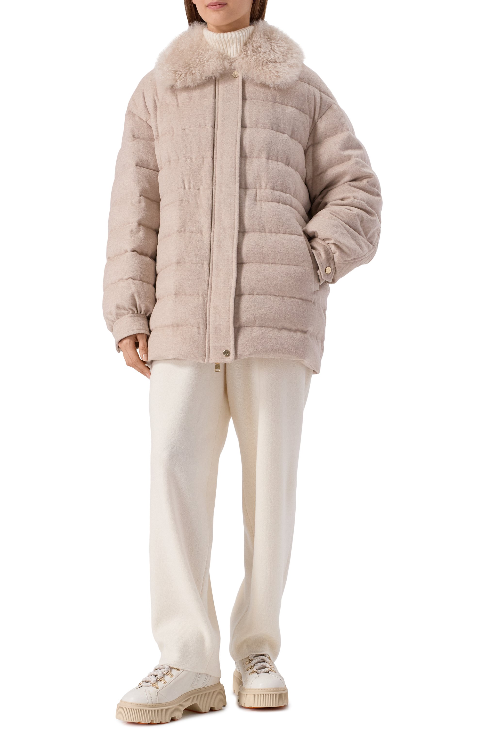 Пуховик из шерсти и кашемира MANZONI24, арт. 25M1568-S0FT0CFE/48-50, фото 2