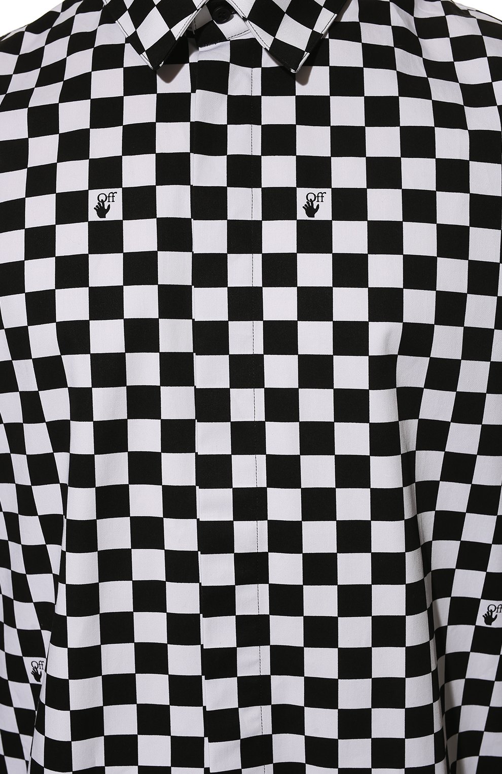 Хлопковая рубашка OFF-WHITE черно-белого цвета по цене 64900 руб., арт. 0MGA216S22FAB002, фото 5 Хлопковая рубашка OFF-WHITE, арт. 0MGA216S22FAB002, фото 5