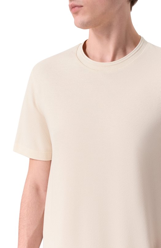 Хлопковая футболка BOSS 50452680 Кремовый  50452680 Фото 5