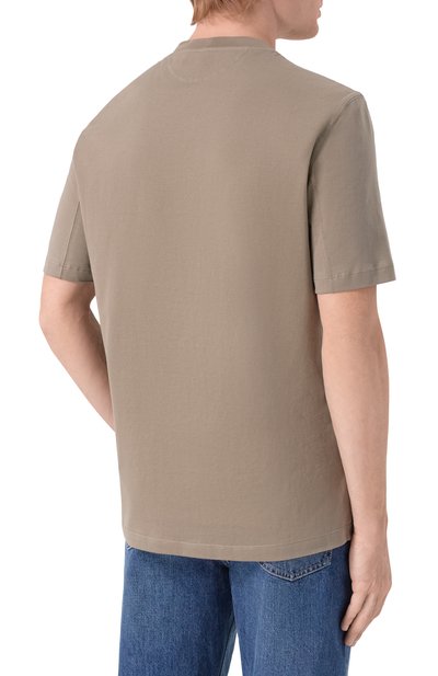 Хлопковая футболка BRUNELLO CUCINELLI хаки цвета по цене 51950 руб., арт. M0B138440, фото 4 Хлопковая футболка BRUNELLO CUCINELLI, арт. M0B138440, фото 4