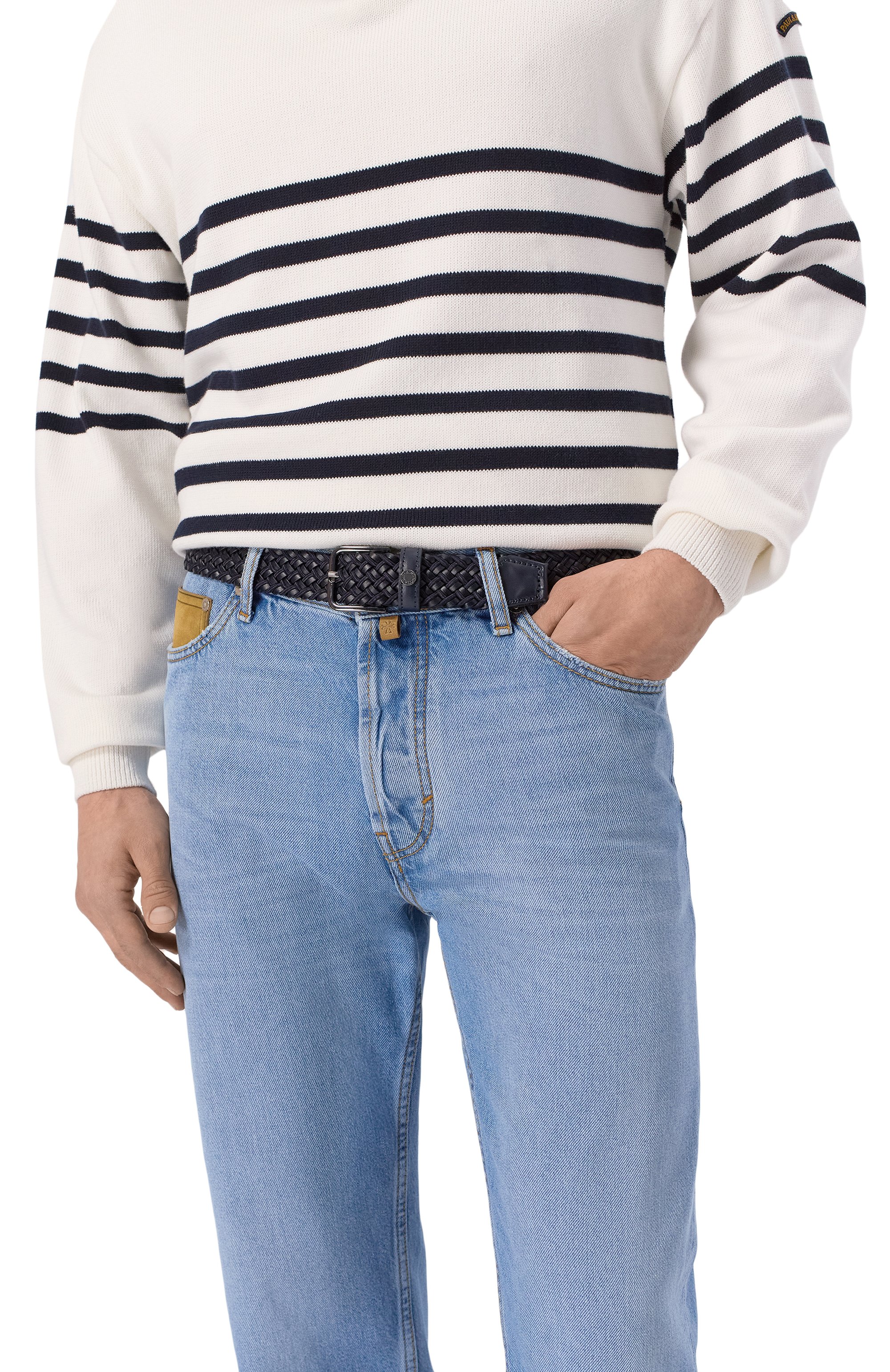 Комбинированный ремень PAUL&SHARK темно-синего цвета по цене 25250 руб., арт. 25416001, фото 2 Комбинированный ремень PAUL&SHARK, арт. 25416001, фото 2