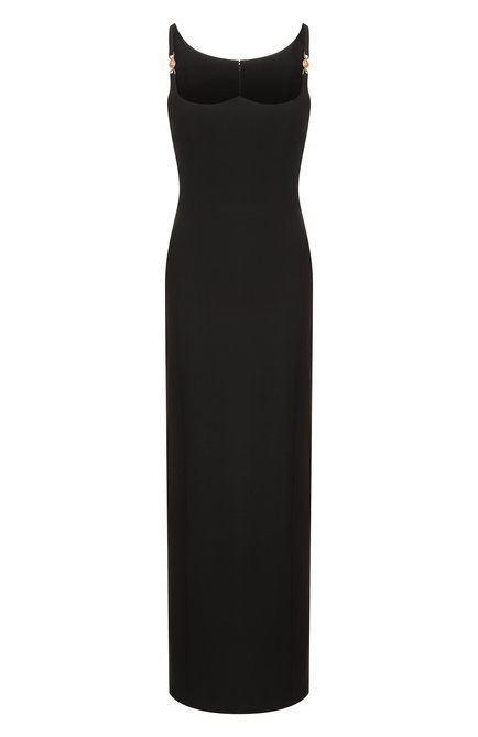 Женское шелковое платье VERSACE черного цвета, арт. 1011706/1A01019 | Фото 1 (Драгоценные камни: Проставлено; Материал сплава: Проставлено; Длина Ж (юбки, платья, шорты): Макси; Материал внешний: Шелк)