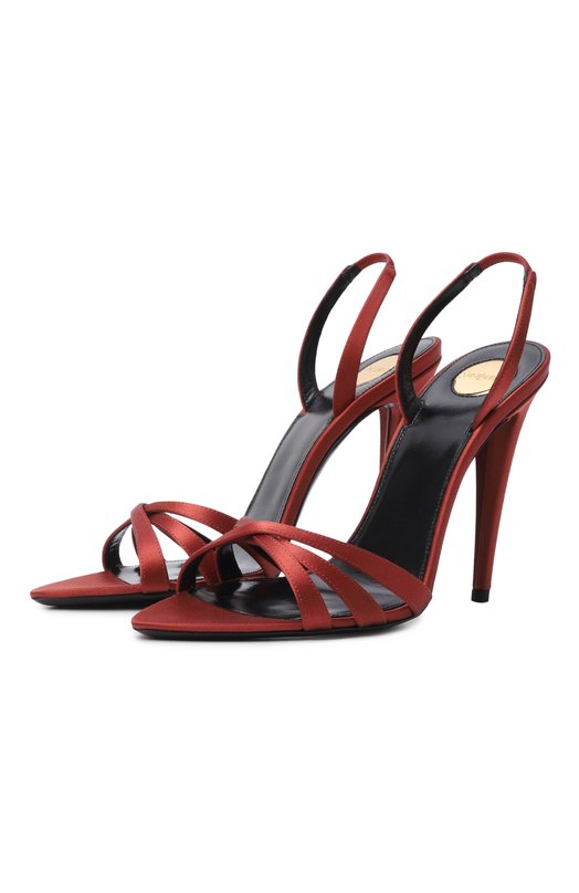 Атласные босоножки Kate 110 Saint Laurent 859259/9QNAG Красный 859259/9QNAG