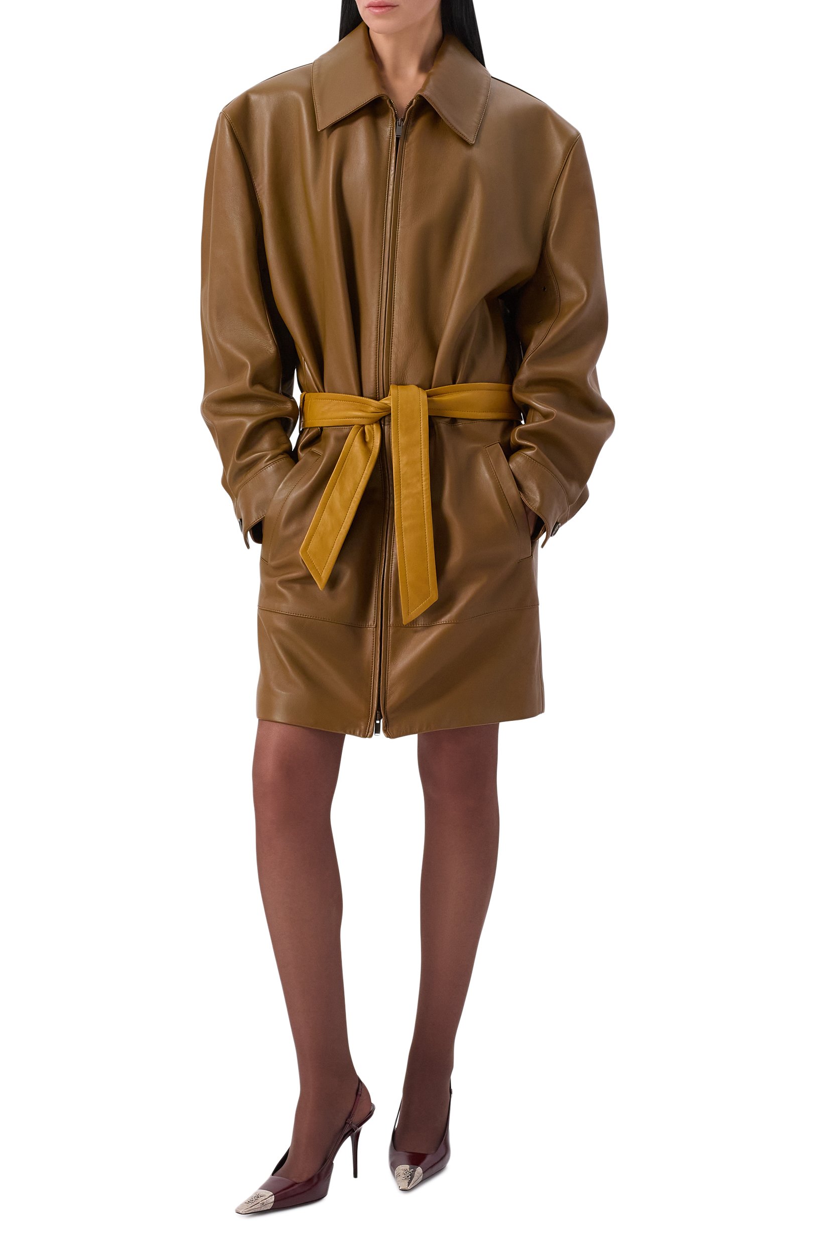 Кожаные туфли jeanne SAINT LAURENT бордового цвета по цене 179500 руб., арт. 841158/AAFGC, фото 3 Кожаные туфли jeanne SAINT LAURENT, арт. 841158/AAFGC, фото 3