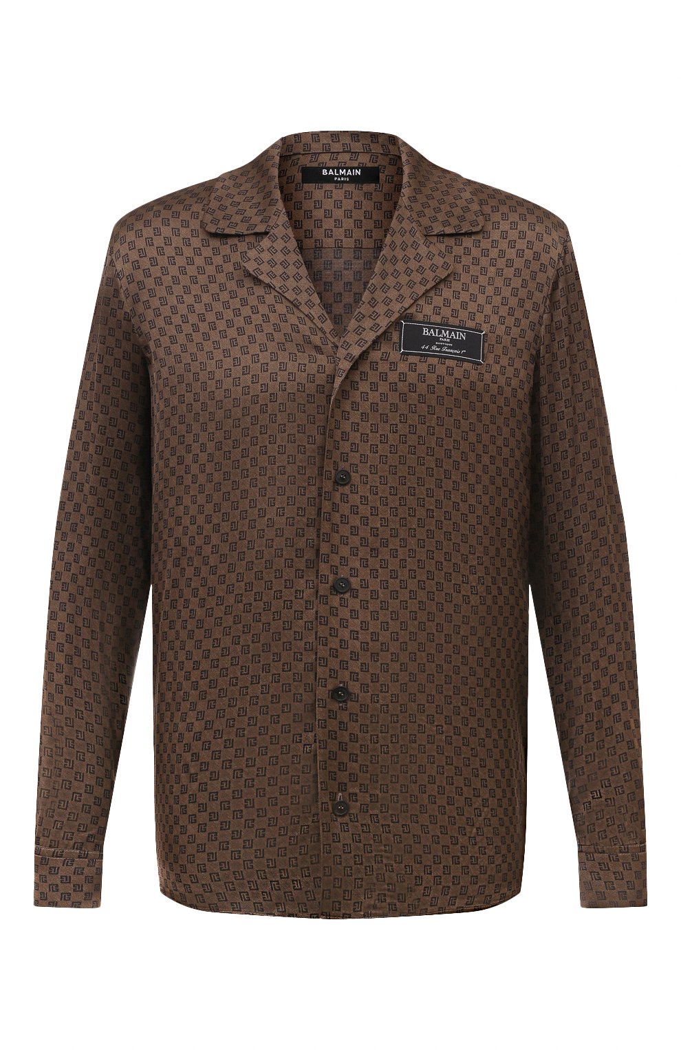 Сорочка из вискозы BALMAIN коричневого цвета по цене 156000 руб., арт. BH0HU236VD98, фото 1 Сорочка из вискозы BALMAIN, арт. BH0HU236VD98, фото 1