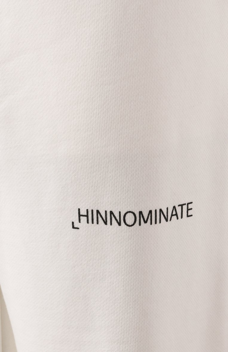 Женские хлопковые джоггеры HINNOMINATE белого цвета, арт. HMABW01420 | Фото 6 (Длина (брюки, джинсы): Стандартные; Женское Кросс-КТ: Брюки-одежда, Джоггеры - брюки; Стили: Спорт-шик; Материал внешний: Хлопок)