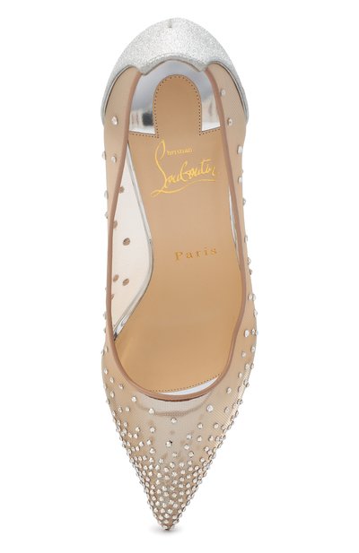 Текстильные туфли follies strass 85 CHRISTIAN LOUBOUTIN, арт. follies strass 85 rete/glitter mini/specchio, фото 5