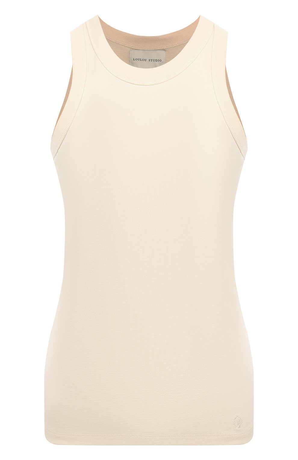 Хлопковая майка LOULOU DE SAISON кремового цвета по цене 8230 руб., арт. P0S0, фото 1 Хлопковая майка LOULOU DE SAISON, арт. P0S0, фото 1