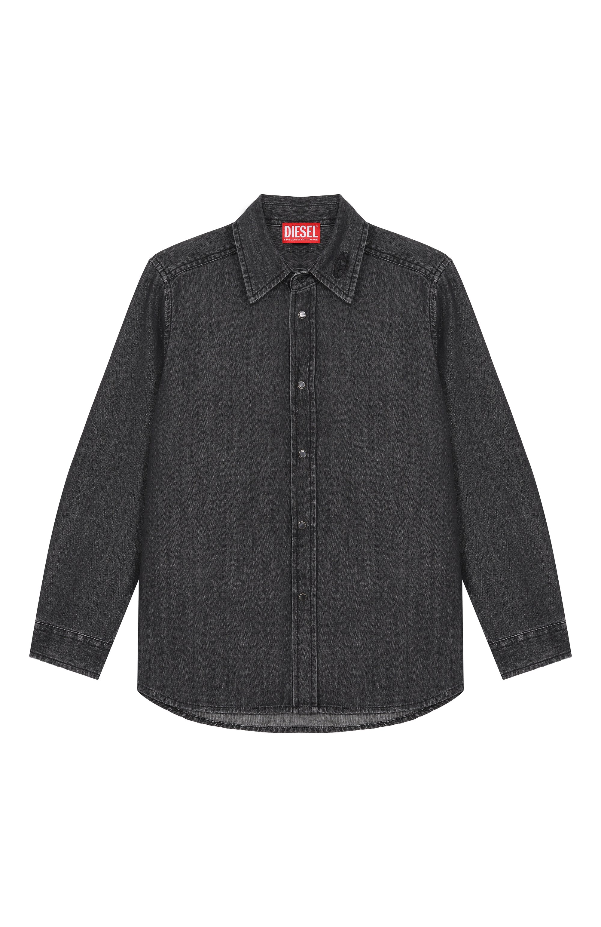 Джинсовая рубашка DIESEL темно-серого цвета по цене 14500 руб., арт. J01330/KXBSM, фото 1 Джинсовая рубашка DIESEL, арт. J01330/KXBSM, фото 1