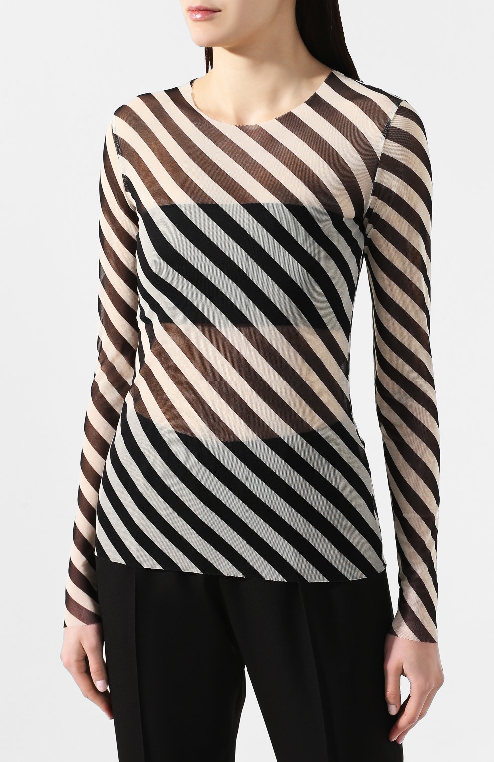 Лонгслив в полоску DRIES VAN NOTEN черного цвета по цене 29450 руб., арт. 191-31182-7196, фото 3 Лонгслив в полоску DRIES VAN NOTEN, арт. 191-31182-7196, фото 3