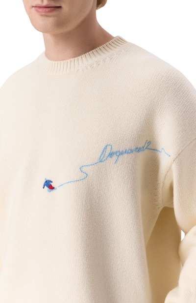 Шерстяной свитер DSQUARED2 кремового цвета по цене 83600 руб., арт. S71HA1438/D13248, фото 5 Шерстяной свитер DSQUARED2, арт. S71HA1438/D13248, фото 5