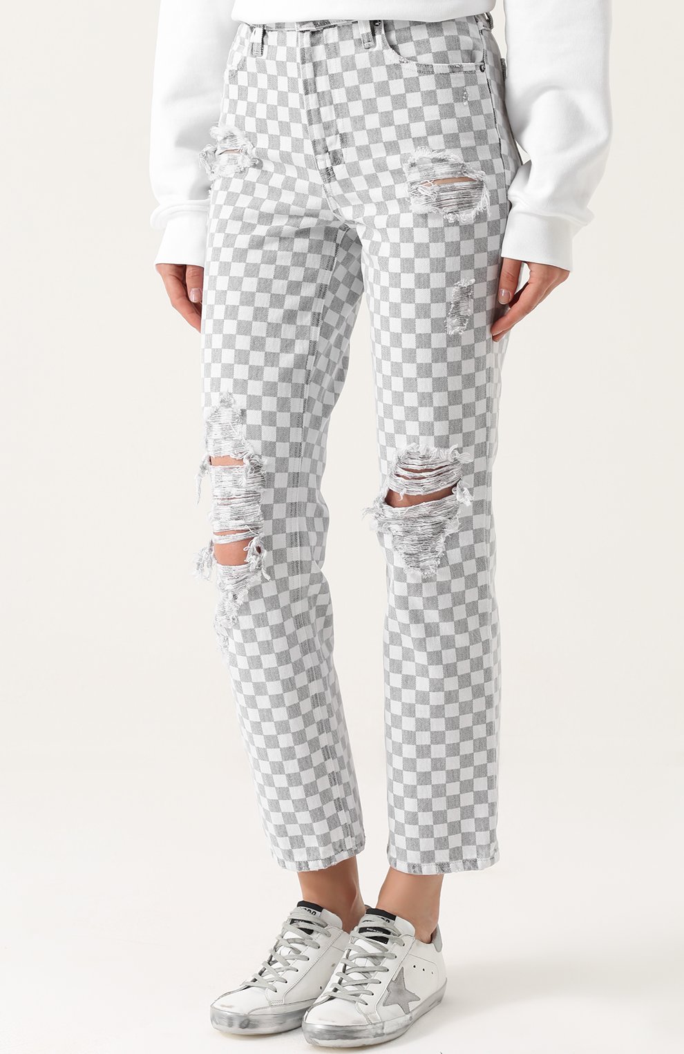 Укороченные джинсы в контрастную клетку ALEXANDER WANG, арт. 4D274017AA, фото 3