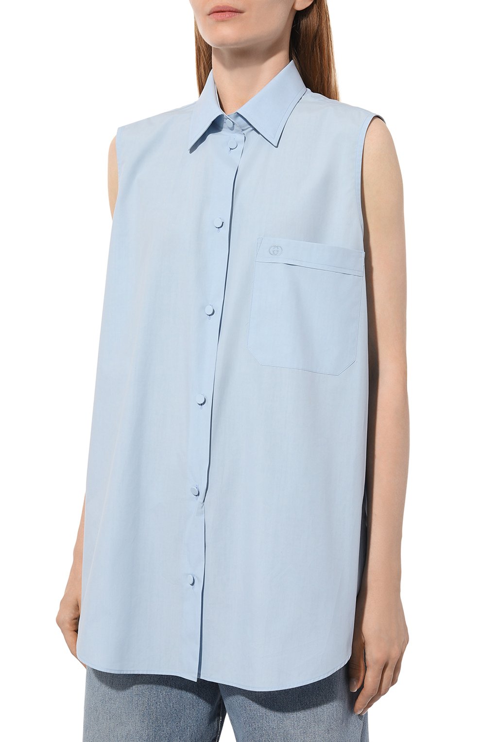 Хлопковая рубашка GUCCI голубого цвета по цене 70560 руб., арт. 619475 ZAEVU, фото 3 Хлопковая рубашка GUCCI, арт. 619475 ZAEVU, фото 3