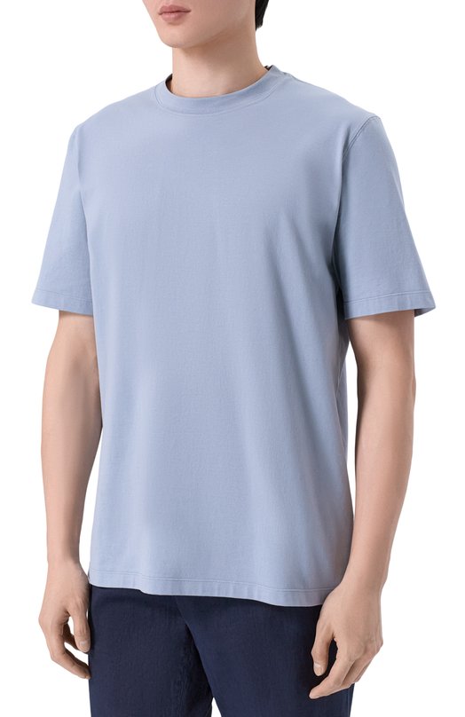 Хлопковая футболка Brunello Cucinelli M0B131308 Голубой  M0B131308 Фото 3
