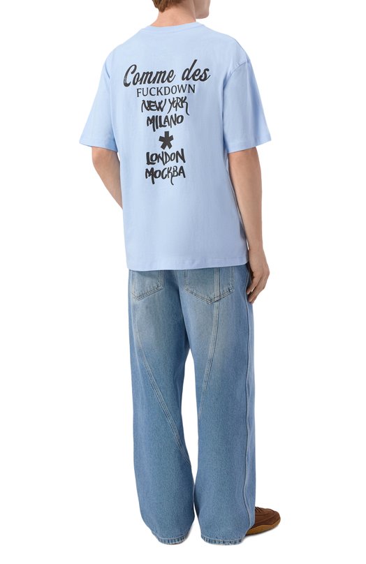 Хлопковая футболка Comme des Fuckdown CFABM01929 Голубой  CFABM01929 Фото 2