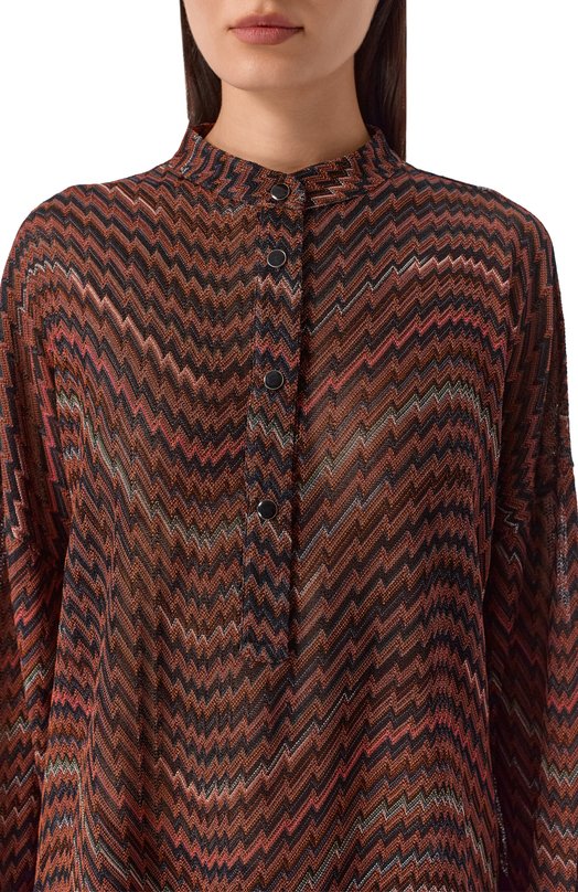 Блузка из вискозы и хлопка Missoni DS25WJ0F/BC005D Коричневый  DS25WJ0F/BC005D Фото 5