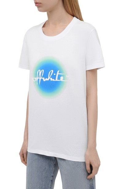 Хлопковая футболка OFF-WHITE белого цвета по цене 21300 руб., арт. 0WAA049R21JER006, фото 3 Хлопковая футболка OFF-WHITE, арт. 0WAA049R21JER006, фото 3