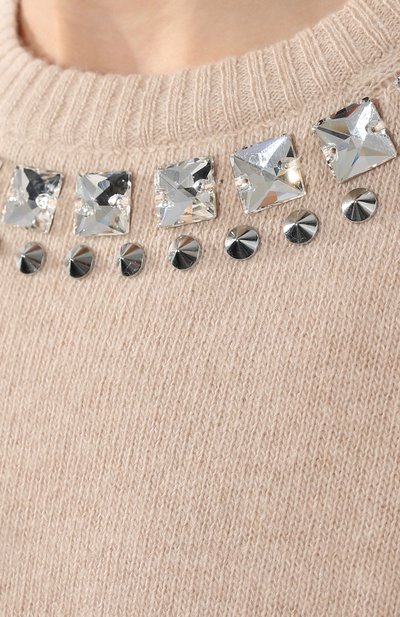 Шерстяной пуловер MIU MIU бежевого цвета по цене 135000 руб., арт. MML526-1Z4A-F0627, фото 5 Шерстяной пуловер MIU MIU, арт. MML526-1Z4A-F0627, фото 5