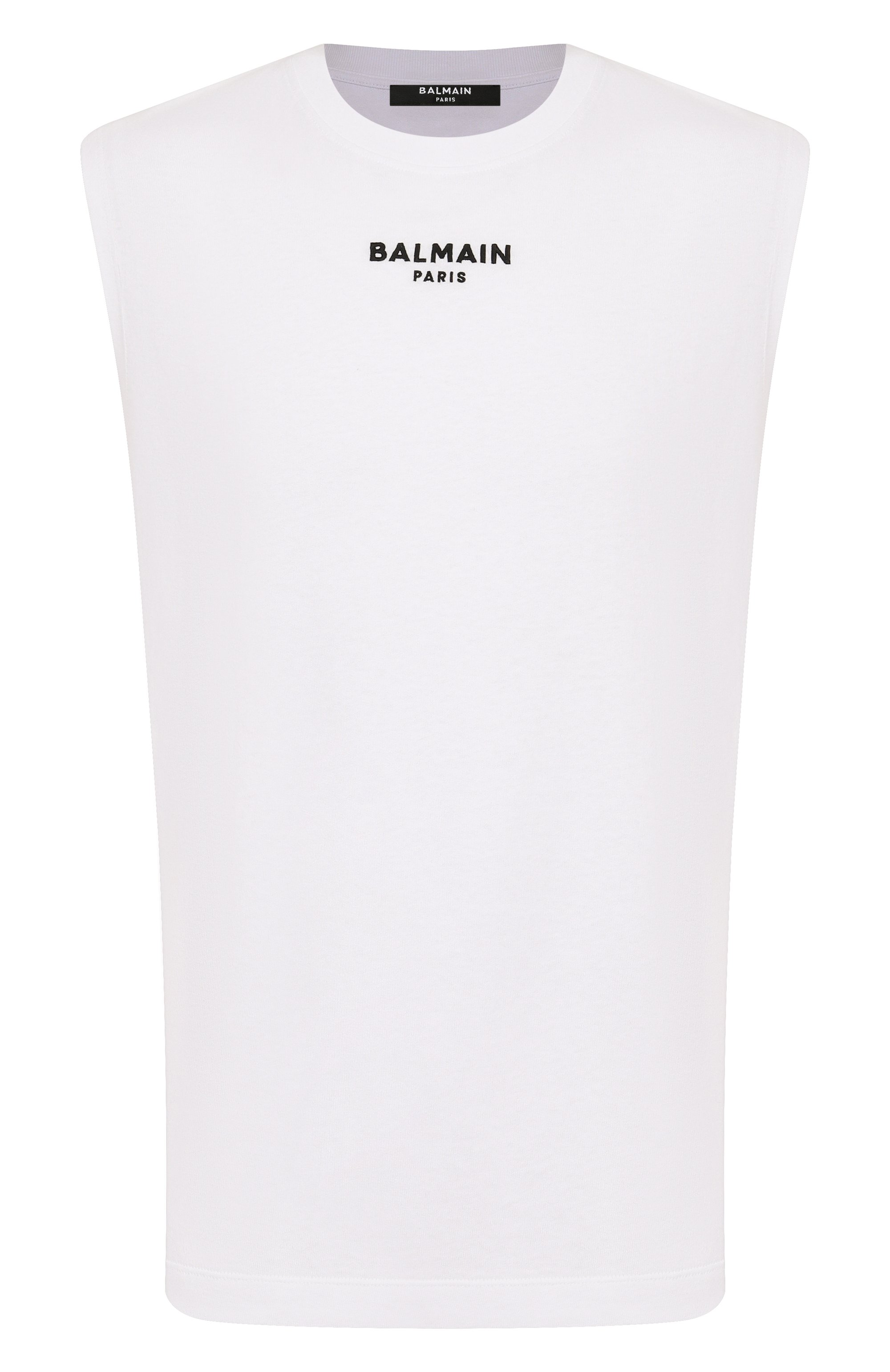 Хлопковая майка BALMAIN белого цвета по цене 42200 руб., арт. FH1EC025/BD10, фото 1 Хлопковая майка BALMAIN, арт. FH1EC025/BD10, фото 1