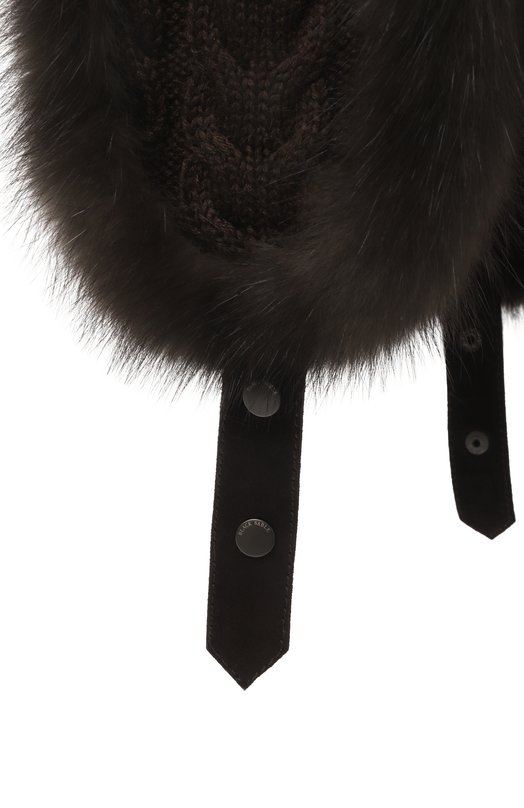 Кашемировая шапка-ушанка с мехом соболя Black Sable BS-FHK-EB Коричневый  BS-FHK-EB Фото 3
