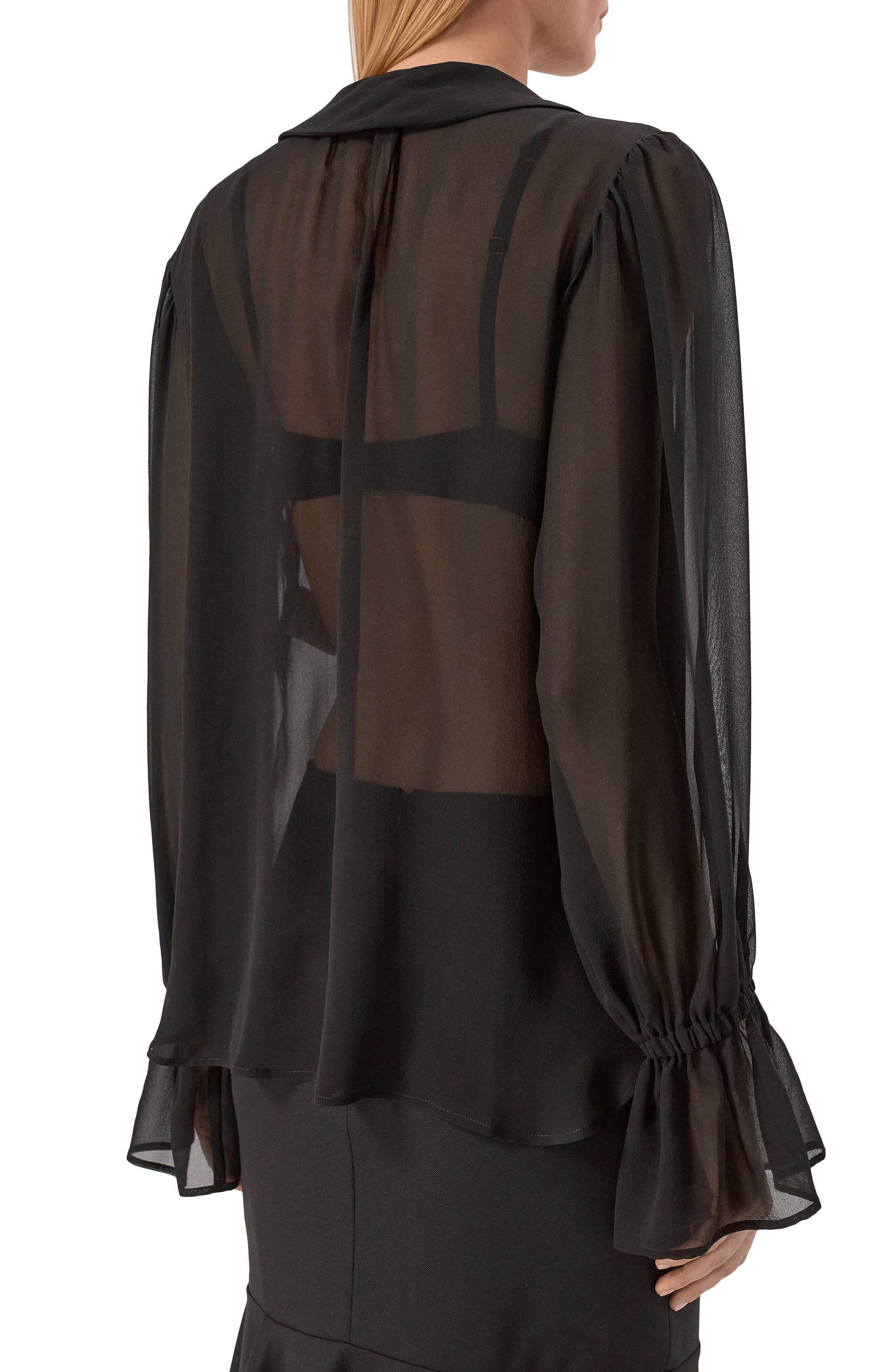 Шелковая блузка NINA RICCI черного цвета по цене 99500 руб., арт. 26PCT0021/SE1417, фото 4 Шелковая блузка NINA RICCI, арт. 26PCT0021/SE1417, фото 4