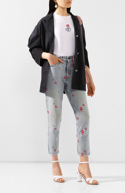 Хлопковая футболка MIU MIU белого цвета по цене 33500 руб., арт. MJN180-1V6F-F0009, фото 2 Хлопковая футболка MIU MIU, арт. MJN180-1V6F-F0009, фото 2