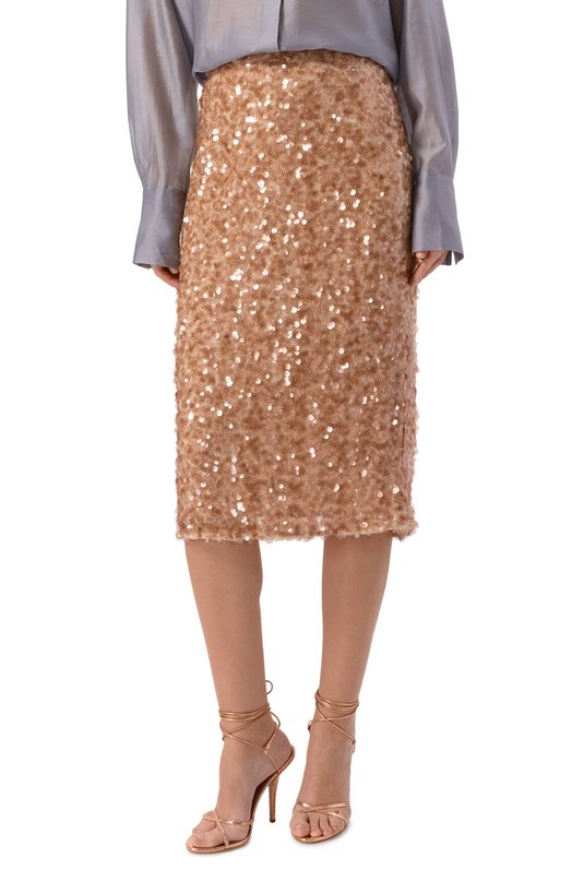 Юбка с отделкой пайетками Weekend Max Mara WKD0CCHI0 Бежевый  WKD0CCHI0 Фото 3