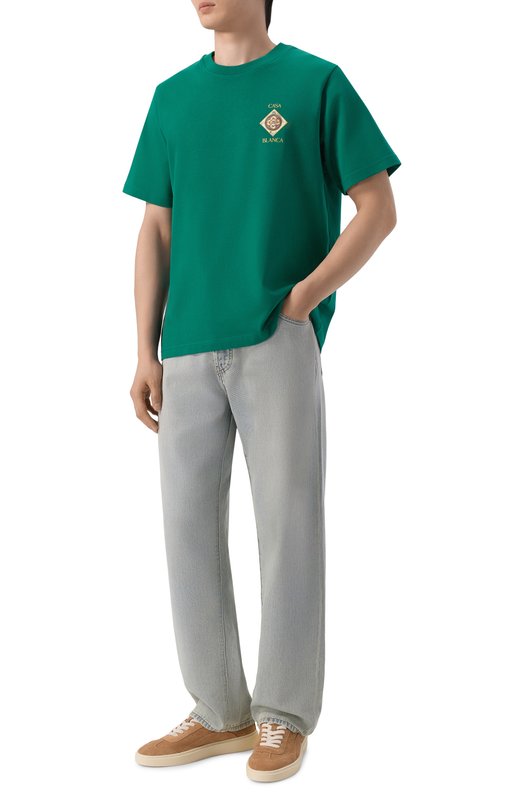 Хлопковая футболка Casablanca M-SS26-JTS-001-03 Зелёный  M-SS26-JTS-001-03 Фото 2