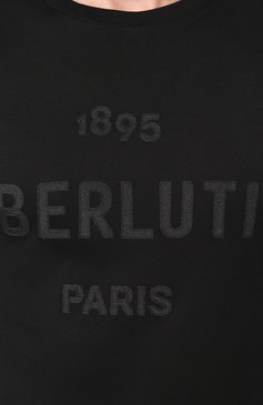 Мужская хлопковая футболка BERLUTI черного цвета, арт. R15JRS29-005 | Фото 5 (Материал внешний: Хлопок; Статус проверки: Проверено, Проверена категория; Длина (для топов): Стандартные; Рукава: Короткие; Стили: Кэжуэл; Принт: С принтом; Драгоценные камни: Проставлено; Материал сплава: Проверено, Проставлено; Кросс-КТ: Джерси; Мужское Кросс-КТ: Футболка-одежда)