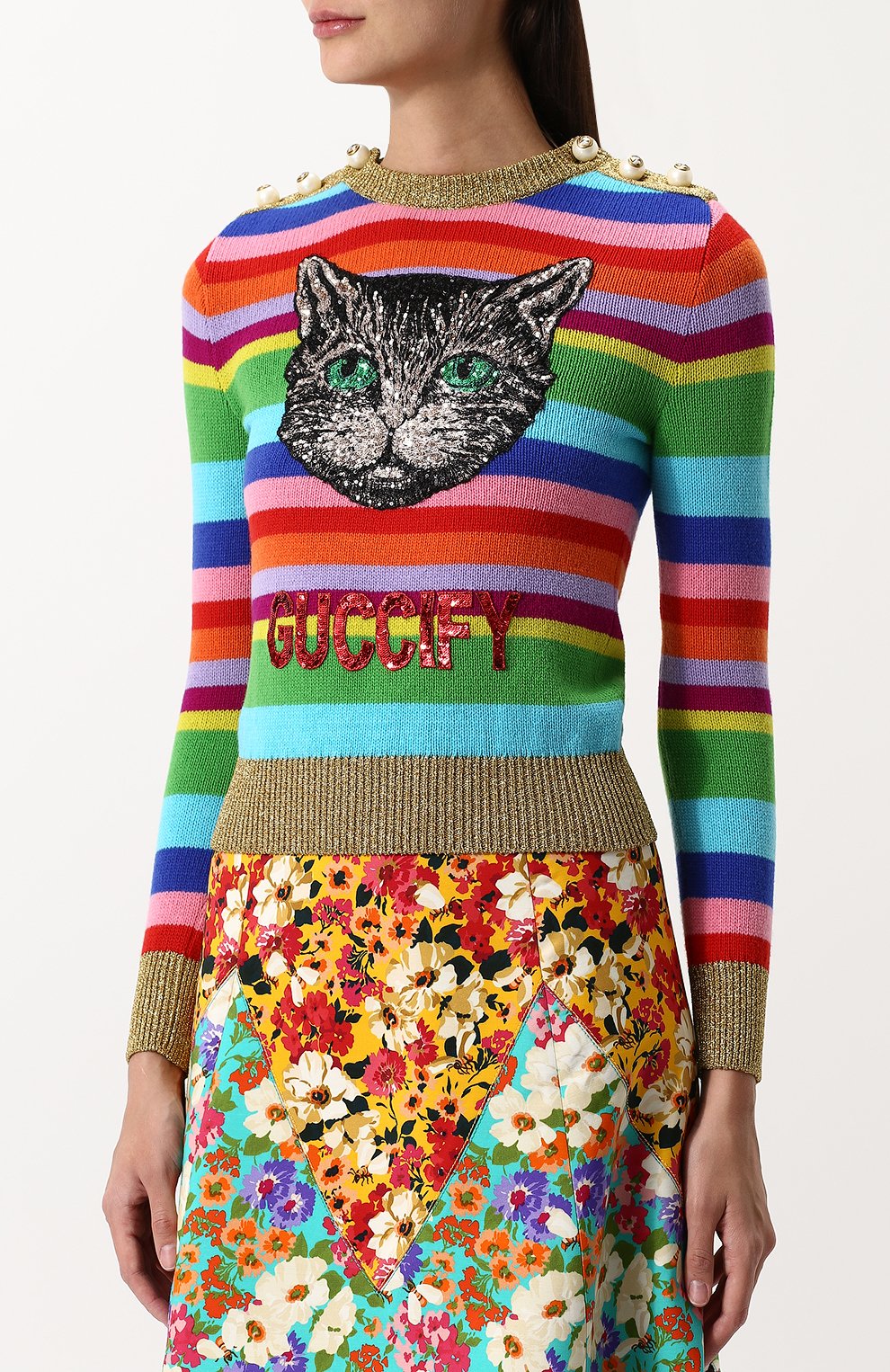 Шерстяной пуловер с круглым вырезом и вышивкой GUCCI, арт. 507644/X9Q10, фото 3