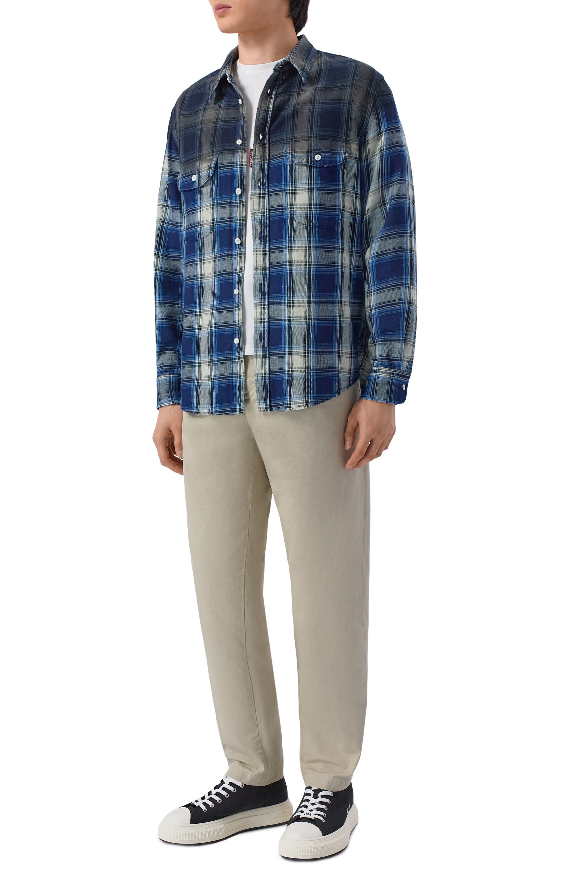 Хлопковая рубашка DSQUARED2 синего цвета по цене 66550 руб., арт. S74DM0993/D35206, фото 2 Хлопковая рубашка DSQUARED2, арт. S74DM0993/D35206, фото 2