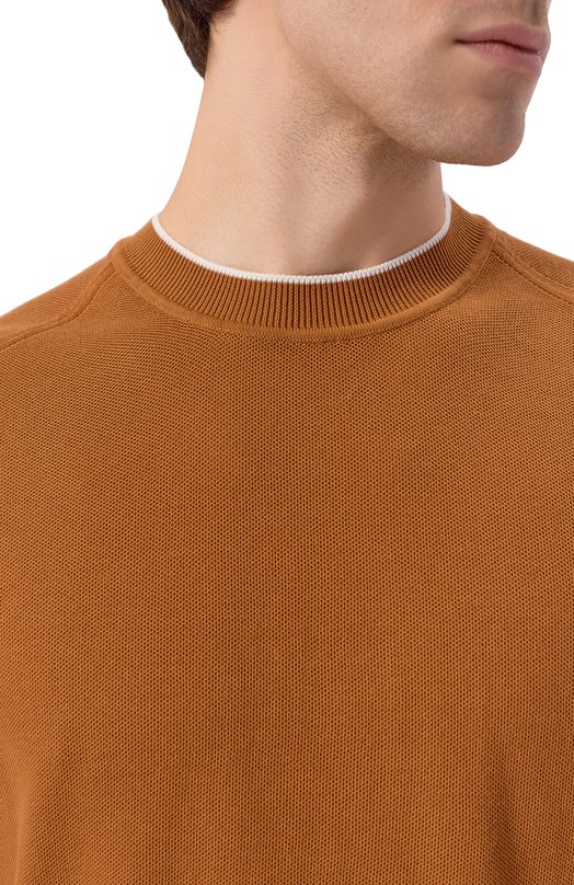 Хлопковый джемпер Kiton UMM0762 Коричневый  UMM0762 Фото 5