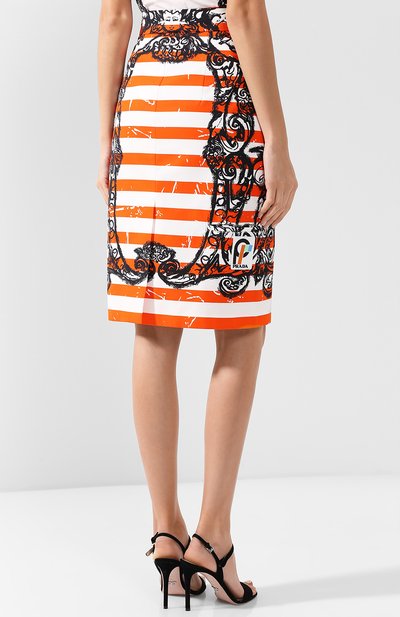 Хлопковая юбка с завышенной талией и принтом PRADA, арт. P183NG-1SEQ-F0049, фото 4