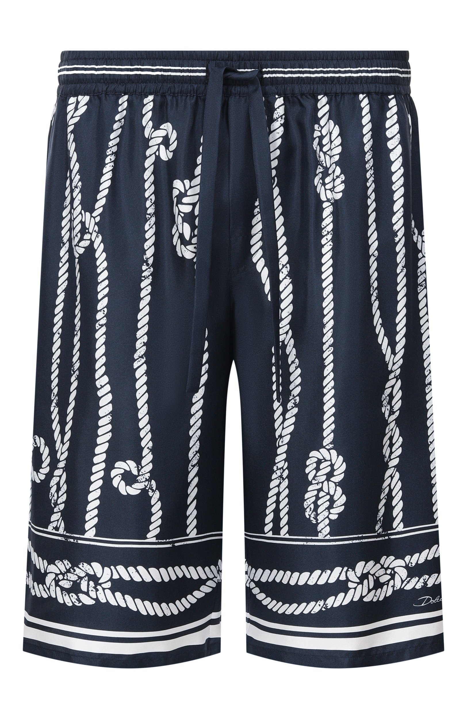 Шелковые шорты DOLCE & GABBANA темно-синего цвета по цене 139500 руб., арт. GV37AT/HI143, фото 1 Шелковые шорты DOLCE & GABBANA, арт. GV37AT/HI143, фото 1