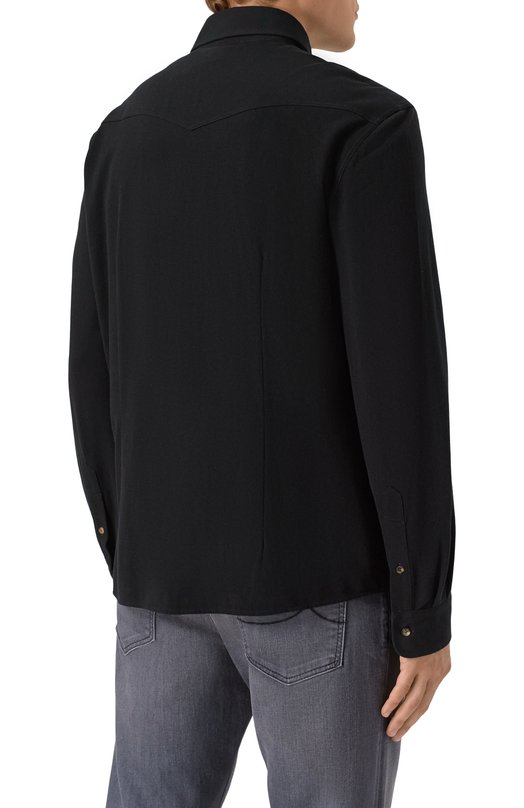 Хлопковая рубашка Brunello Cucinelli ME854B2268 Чёрный  ME854B2268 Фото 4