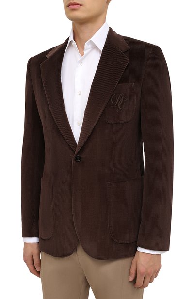 Вельветовый пиджак DOLCE & GABBANA коричневого цвета по цене 231000 руб., арт. G20S5Z/FUVB2, фото 4 Вельветовый пиджак DOLCE & GABBANA, арт. G20S5Z/FUVB2, фото 4
