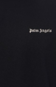 Мужской хлопковое худи PALM ANGELS темно-синего цвета, арт. PMBB153S24FLE006 | Фото 5 (Рукава: Длинные; Принт: Без принта; Длина (для топов): Стандартные; Мужское Кросс-КТ: Худи-одежда; Материал сплава: Проставлено; Материал внешний: Хлопок; Стили: Спорт-шик; Драгоценные камни: Проставлено)