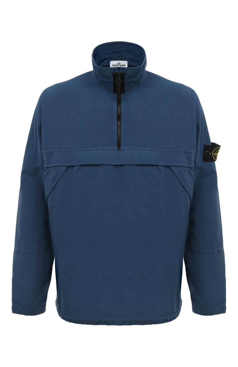 Мужская хлопковый анорак STONE ISLAND синего цвета, арт. 731510802 | Фото 1 (Кросс-КТ: Куртка, Ветровка; Рукава: Длинные; Материал сплава: Проставлено; Материал внешний: Хлопок; Драгоценные камни: Проставлено; Длина (верхняя одежда): Короткие; Стили: Кэжуэл)