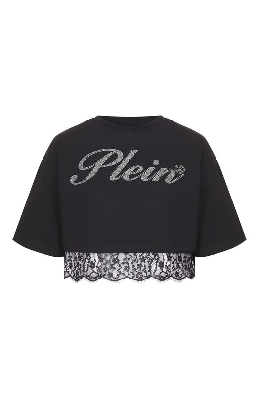Хлопковая футболка с отделкой стразами Philipp Plein SAFC WTK3890 PJY002N Чёрный SAFC WTK3890 PJY002N