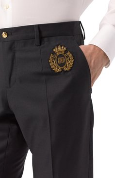 Мужские брюки из шерсти и шелка DOLCE & GABBANA черного цвета, арт. GY5UMZ/FU3H1 | Фото 5 (Длина (брюки, джинсы): Стандартные; Материал внешний: Шерсть; Случай: Формальный; Стили: Гламурный; Автоматизация состава: Проставлено; Автоматизация ТО: Проставлено)