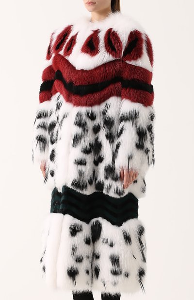Удлине нная шуба из меха лисы с контрастной отделкой FENDI, арт. FNF86A/SDW, фото 3