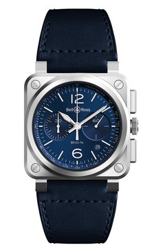 Мужские часы "blue steel" BELL & ROSS бесцветного цвета, арт. BR0394-BLU-ST/SCA | Фото 1 (Механизм: Автомат; Материал корпуса: Сталь; Региональные ограничения белый список (Axapta Mercury): Не проставлено; Нос: Не проставлено; Цвет циферблата: Синий; Ограничения доставки: m-style)