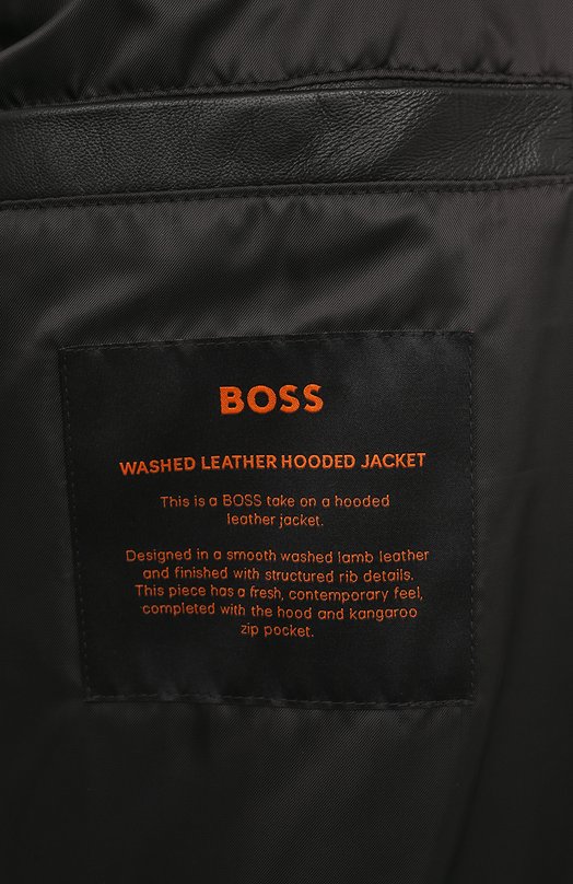 Кожаный бомбер BOSS Orange Чёрный, фото 6