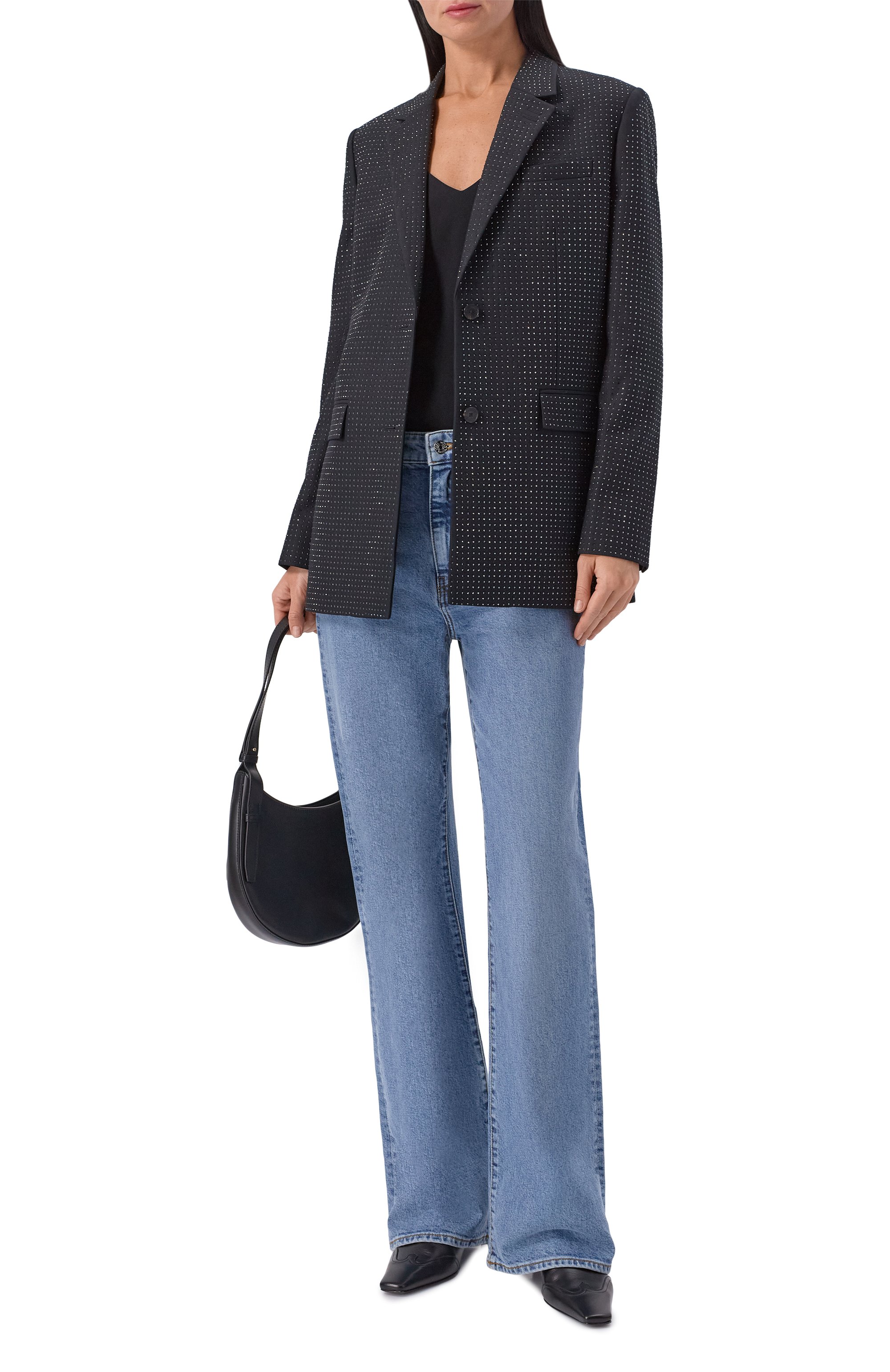 Жакет с отделкой стразами THE KOOPLES черного цвета по цене 66100 руб., арт. FVES31061K, фото 2 Жакет с отделкой стразами THE KOOPLES, арт. FVES31061K, фото 2